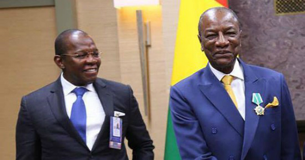 Le nouveau premier ministre de la Guinée Ibrahima Kassory Fofana et le président Alpha Condé. Crédit: DR