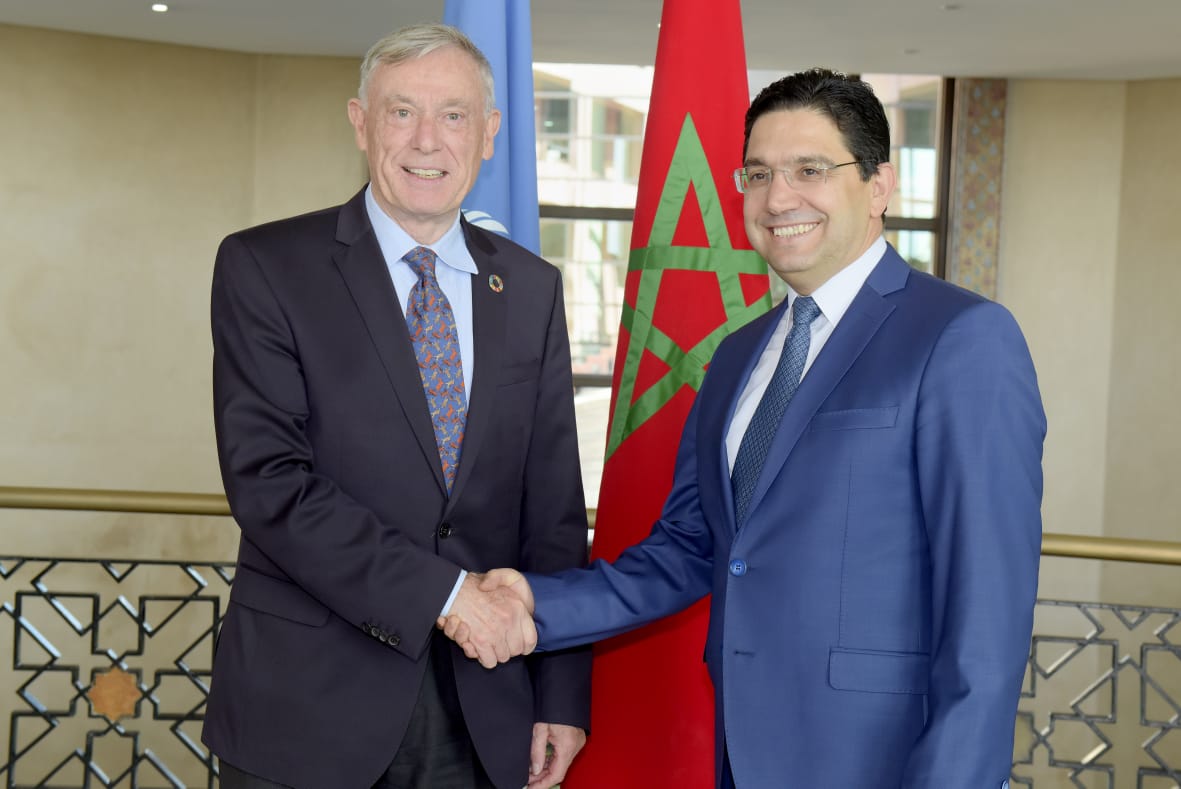 L\'envoyé personnel du SG de l\'ONU, Horst Köhler, et le ministre marocain des Affaires étrangèresères, Nasser Bourita. Crédit: DR