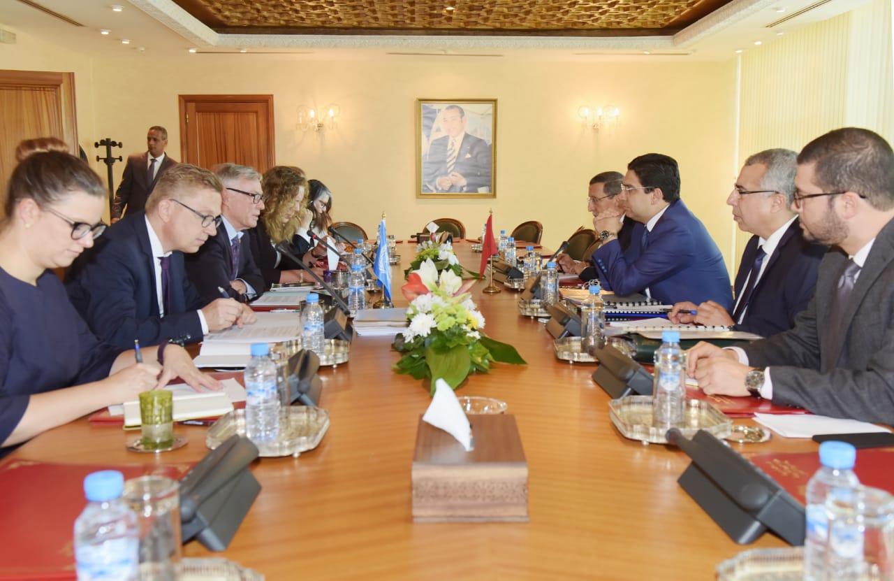 L\'envoyé personnel du SG de l\'ONU, Horst Köhler, et le ministre marocain des Affaires étrangèresères, Nasser Bourita. Crédit: DR
