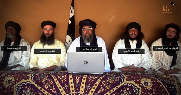 Les membres fondateurs du groupe jihadiste malien Jama’at Nusrat al-Islam wal-Muslimin (JNIM). Crédit: DR
