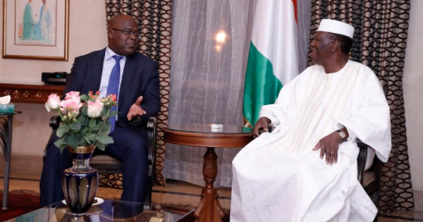 Félix Tshisekedi et Alassane Dramane Ouattara à Addis-Abeba. Crédit: DRn