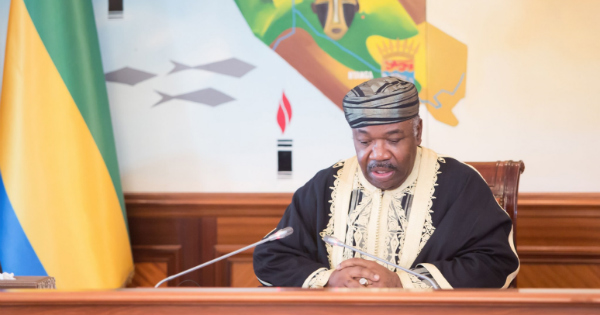 Le président gabonais Ali Bongo, lors du conseil des ministres. Crédit: DR
