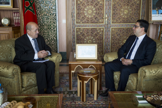 Le chef de la diplomatie française, Jean Yves Le Drian avec le ministre ministre des Affaires étrangères, de la Coopération africaine et des Marocains résidant à l’étranger.