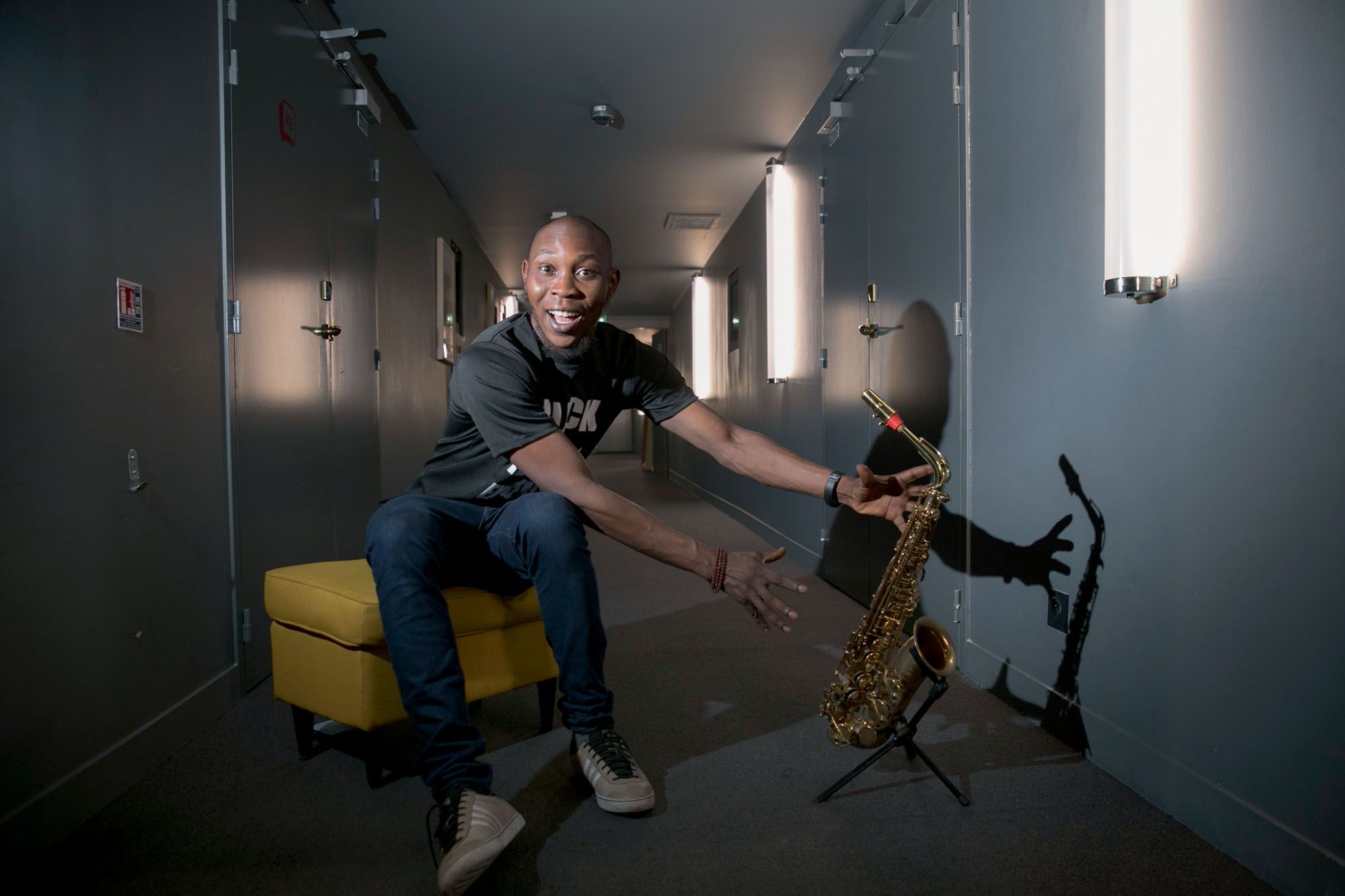 Seun Kuti le fils de la star nigeriane Fela Kuti à l hotel MOB a saint ouen. tournee en France et 4ieme Album.-giroudon