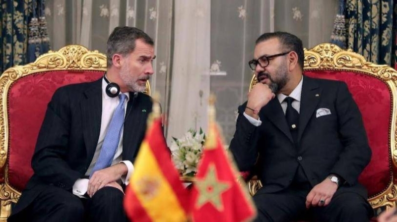 Ph. Archives. Le Roi Mohammed VI et le Roi Felipe VI d\'Espagne