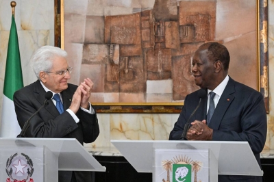 Le président ivoirien Alassane Ouattara et son homologue italien Sergio Mattarella