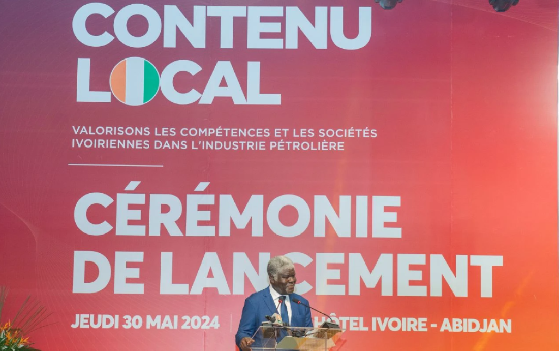 Le Premier ministre ivoirien, Robert Beugré Mambé lors de la cérémonie de lancement de la plateforme numérique dédiée au contenu local dans les activités pétrolières et gazières.