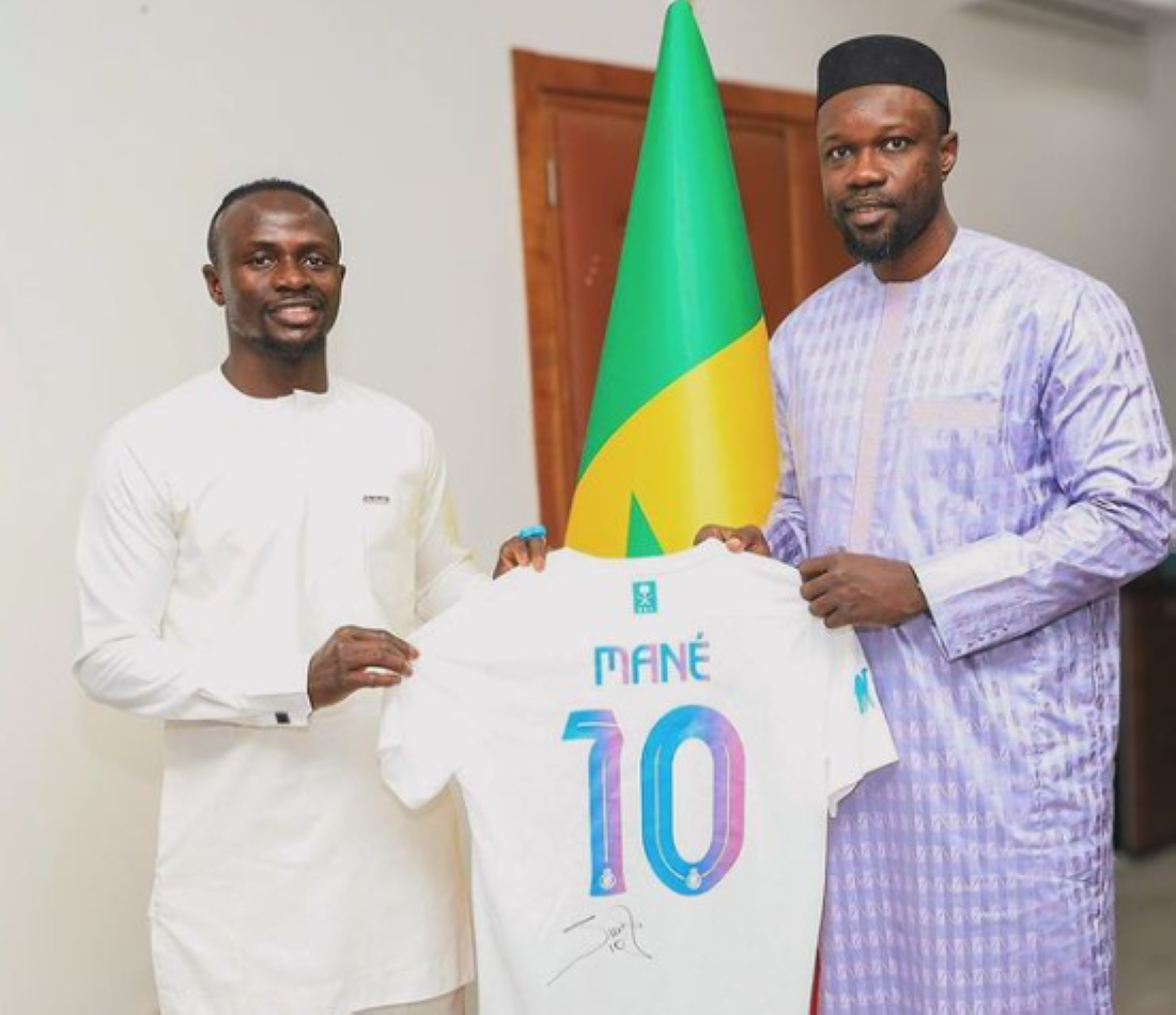 Sadio Mané et Ousmane Sonko, le premier ministre sénégalais 