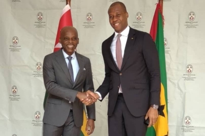 Robert Dussey ministre des affaires étrangères du Togo, et Gareth Haddad do Espiritu Santo Guadalupe, ministre des affaires étrangères, de la coopération et des communautés de Sao Tomé-et-Principe, 