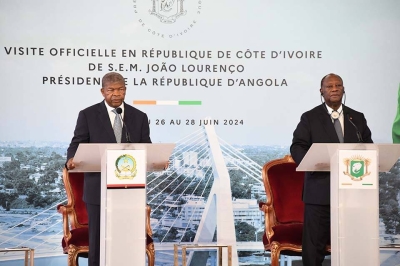 Les présidents Ivoiriens, Alassane Ouattara et Angolais, João Lourenço, lors de la conférence de presse après la signature des accords bilatéraux entre les deux pays