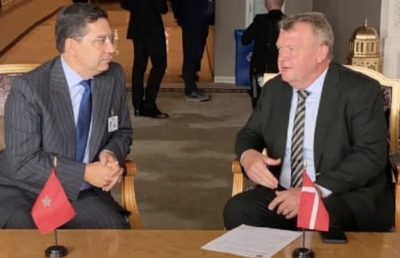 Nasser Bourita s'entretenant avec Lars Løkke Rasmussen