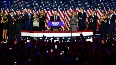 Donald Trump trimphal