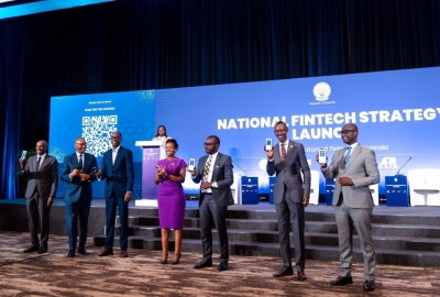 Paula Ingabire, ministre des TIC et de l’Innovation lors du lancement de la stratégie nationale de fintech 