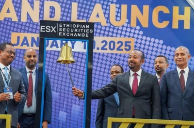 Le Premier ministre Abiy Ahmed donnant le coup d'envoi de la Bourse d'Ethiopie.
