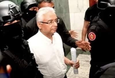 L’ancien PM Pravind Jugnauth au moment de son arrestation