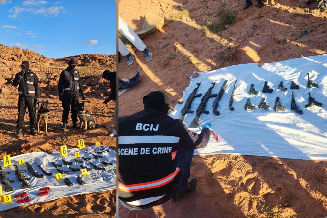 Une vue des armes déterrées
