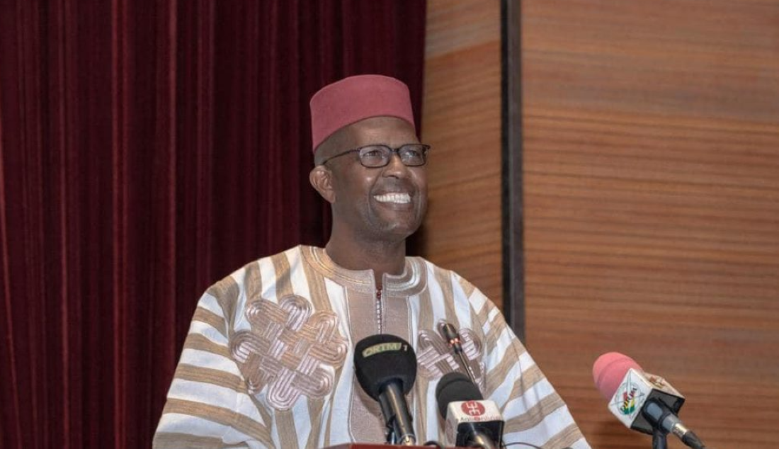 Le ministre de l’Artisanat, de la Culture, de l’Industrie et du Tourisme, Mamou Daffé, lors du lancement du Projet Culture Mali 2025, au Centre international de conférence de Bamako (CICB).