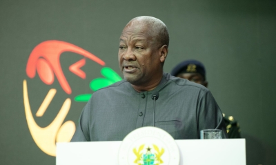 Le président ghanéen John Dramani Mahama lors du lancement à Accra du programme « Un million de codeurs »