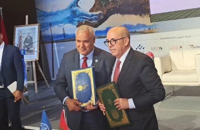 Le ministre de l’Agriculture, Ahmed El Bouari, et le directeur régional de la FAO pour le Moyen-Orient et l’Afrique du Nord, Abdulhakim El Waer.
