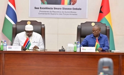 Les chefs d'Etat Umaro Sissoco Embalo, de Guinée-Bissau, et Adama Barrow, de Gambie,