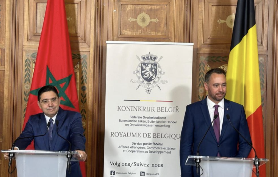 Nasser Bourita en conférence de presse avec Maxime Prévot