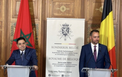 Nasser Bourita en conférence de presse avec Maxime Prévot