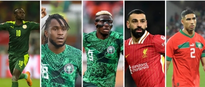 De G à D : Sadio Mané, Ademola Lookman, Victor Osimhen, Sadio Mané et Mohamed Salah