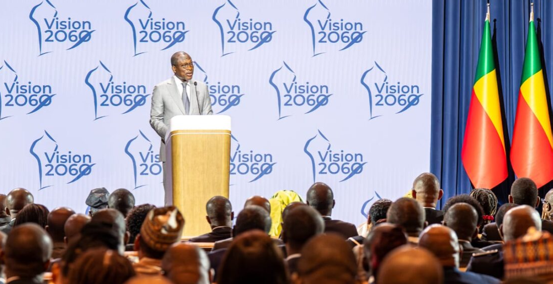 Le président Patrice Talon lors du lancement, mardi 3 février, de la Vision Bénin 2060, baptisée « Alafia, un monde de splendeurs ».
