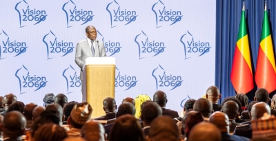 Le président Patrice Talon lors du lancement, mardi 3 février, de la Vision Bénin 2060, baptisée « Alafia, un monde de splendeurs ».