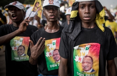 Des jeunes supporteurs du président sortant Denis-Sassous-Nguesso lors de la présidentielle de 2016 