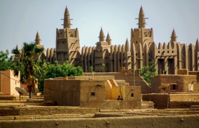 Les bâtiments à Djenné, au Mali